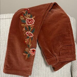 April Cornell Embroidered Pants Size XXS Cottagecore Floral Prairie